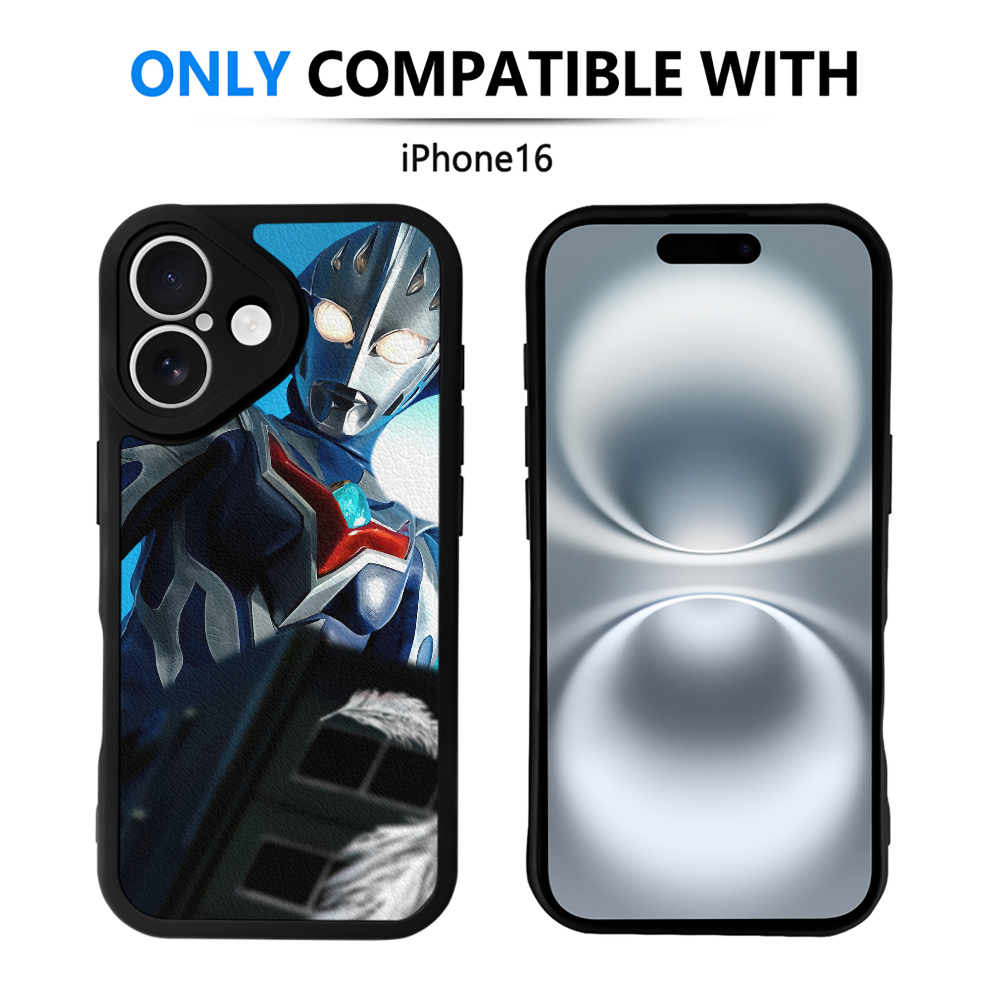 （画像用） ウルトラマン Ultraman 【iPhone 16シリーズ対応】シリコンスマホケース（レザー調） 材質：シリコン